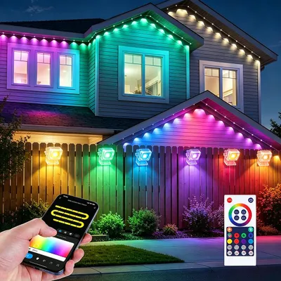 Zdjęcie produktu dla 45M Taśma LED zewnętrzna RGBIC Kinkiet LED do wnętrz i na zewnątrz, IP65 wodoodporny WIFI Bluetooth Music Sync Lampka oświetlenie wewnętrzne Impreza Ogród Gaming Dekoracja
