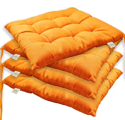 Produktbild von Set von 4 waschbaren Stuhlkissen 40 x 40 cm für Garten und Esszimmer (Orange)