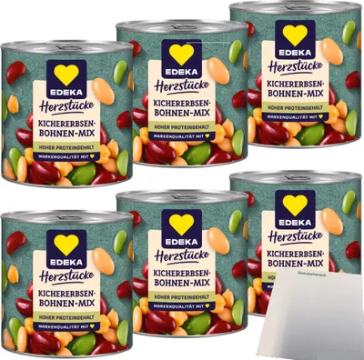 Produktbild von EDEKA Kichererbsen Bohnen Mix 6er Pack (6x200g Dose) + usy Block