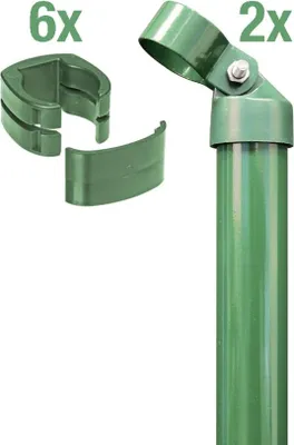 Immagine prodotto di Alberts 602222 Set per angoli di recinzione per rete elettrosaldata Fix-Clip Pro®, zincato-fosfatato verde, per la posa nel calcestruzzo, altezza recinzione 1220 mm