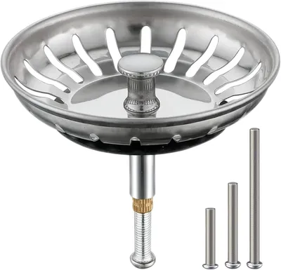 Produktbild von Höhenverstellbares Abflusssieb, Filterkorb / Abflussstopfen, Spülenstopfen aus Edelstahl, Spülenzubehör — Durchmesser 80 mm