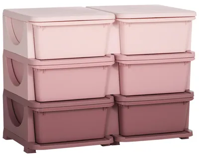 Produktbild von Aufbewahrungsbox für Kinder, Kinder-Aufbewahrungsbox, 3 Schubladen, Rosa