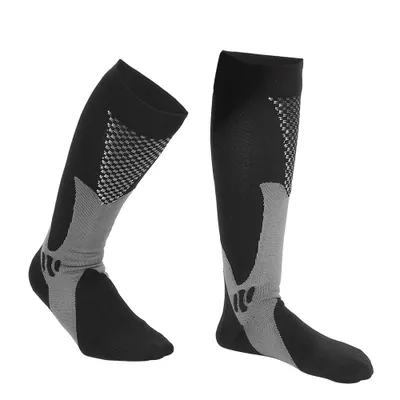 Zdjęcie produktu dla Uni owe pończochy uciskowe, elastyczne podkolanówki, idealne na podróże, loty samolotem i uprawianie sportu, kolor czarny, rozmiar L/XL
