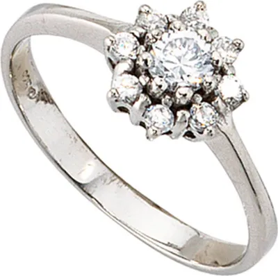 Produktbild von JOBO Damen Ring 925 Sterling Silber rhodiniert mit Zirkonia Silberring Größe 52