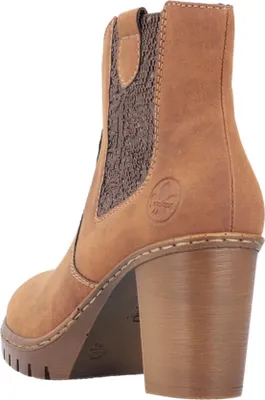 Produktbild von Rieker Damen Stiefelette Blockabsatz Chelsea Boot Y2554, Größe:41 EU, Farbe:Braun