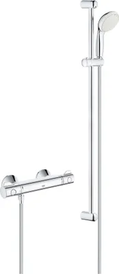 Produktbild von GROHE Duschsystem Grohtherm 800, 1/2 Zoll, Aufputz, Chrom, Metall/Kunststoff, Thermostat-Brausebatterie, Handbrause, kühles Gehäuse, Renovierungsset, GROHE DreamSpray, SpeedClean, GROHE TurboStat, SafeStop 38°C, GROHE EcoJoy, ShockProof