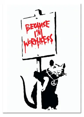 Image de Giallobus - Souris, Parce que je ne vaux rien - Banksy - 50L x 70l cm - Tableau - Verre acrylique