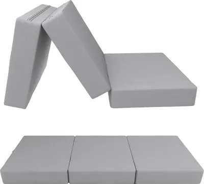 Produktbild von POKAR Klappmatratze 3-teilige Faltmatratze Gästematratze Feldbett Klappbett, Größe:80 x 195 x 15 cm, Farbe:Grau - Wasserdicht