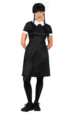Produktbild von T4029-S schwarz Damen böse Puppe Schulmädchen Zombie Wednesday Gr.S=38