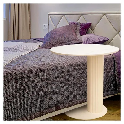 Produktbild von Metall Sofatisch, C-förmiger Beistelltisch, Marmor Tisch für Wohnzimmer und Bett