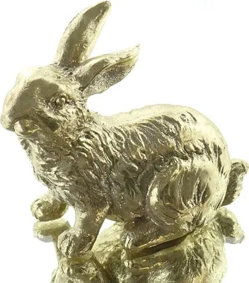Produktbild von SCHEULEN Oster-Deko Hase Aladin sitzend antik-goldfarben 9 cm - Polyresin