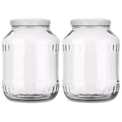Produktbild von MIKONI Gurkenglas 2,5 L | 2 STÜCK | Weiß Deckel | Einweckgläser, Einmachgläser, Vorratsgläser, 2500ml, Einmachglas, Sturzgläser, Gurkengläser