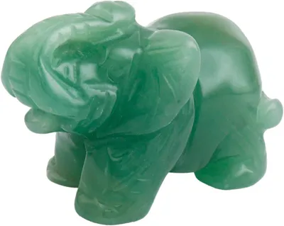 Produktbild von Naturstein Elefant Jade Stein Craving Glücklichen Elefanten Feng Shui Statue Geschnitzte Edelsteine Elefant Figur für Reichtum,(Green Aventurine)
