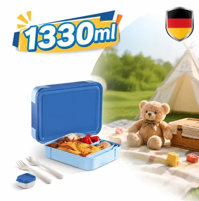 Productafbeelding van Lunchbox voor kinderen met compartimenten, Bento-stijl, lekvrij, geschikt voor meisjes en jongens