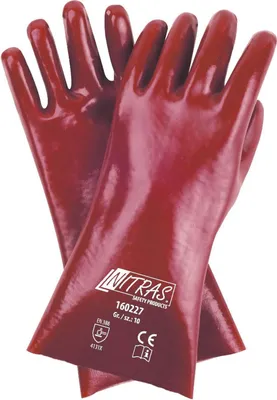 Produktbild von Nitras Chemikalienschutzhandschuhe | rot | PVC | Gr. 10 | Schutzhandschuhe