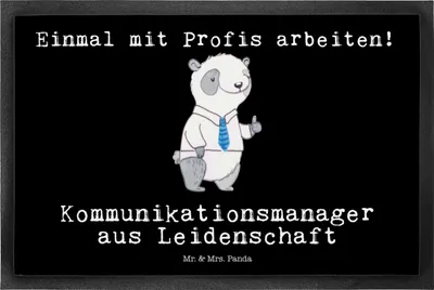 Produktbild von Mr. & Mrs. Panda Fußabtreter Kommunikationsmanager Leidenschaft 50 x 75 cm - Schwarz - Geschenk, Fussmatte, Spruch, Bodenvorleger, Lustig, Schmutzfangmatte, Witzig