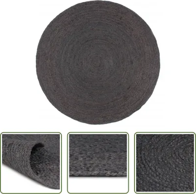 Produktbild von The Living Store Teppich Handgefertigt Jute Rund 210 cm Dunkelgrau