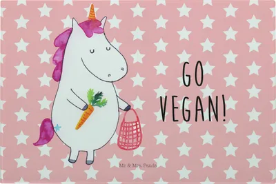 Produktbild von Mr. & Mrs. Panda Schneidebrett Aus Glas Einhorn Vegan - Rot Pastell - Geschenk, Schneidbrett, Unicorn, Gesund essen, Hackbrett, Veganismus, Rohkost, Leben, Schneidplatte