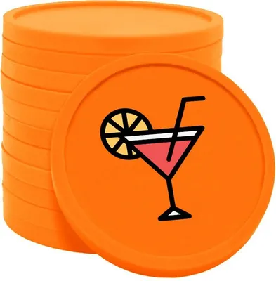 Produktbild von CombiCraft Kunststoff Wertmarken Chips Cocktailglas in Orange- 100 Stück - Ø29 mm