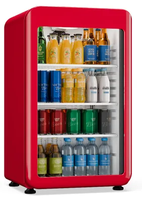Produktbild von Klarstein Audrey Evo Getränkekühlschrank 95 L – Getränkekühler mit Glastür, LED-Beleuchtung, einstellbare Temperatur 0–10 °C, 3 Regalböden, leiser Betrieb