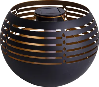 Produktbild von Näve Leuchten LED Deko-/Solar-/Tischleuchte H: 16cm LED Deko-/Solar-/Tischleuchte H: 16cm LED Deko-/Solar-/Tischleuchte H: 16cm, Lampe für den Außenbereich im Asia-Style, aus Metall und Kunststoff in schwarz, 16 cm hoch, Ø 21 cm, LED Platine – mit Schiebeschalter – Dämmerungssensor