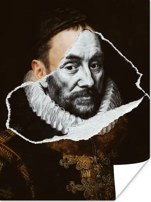 Produktbild von MuchoWow® Poster Wilhelm von Oranien -Adriaen Thomasz - Schwarz und Weiß 120x160 cm - Wandbilder