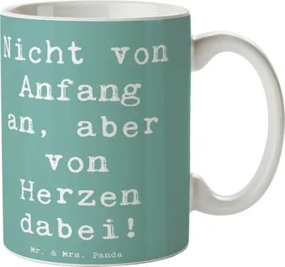 Produktbild von Mr. & Mrs. Panda Kaffeebecher Spruch Adoptivkind von Herzen - Meeresbrise - Geschenk, Kaffeetasse, Becher, Liebe, Dankeschön, Zugehörigkeit, Tasse, Familie, Kaffeepott