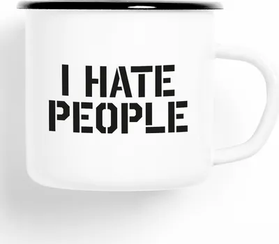 Produktbild von Huuraa Emaille Tasse I HATE PEOPLE Geschenk Kaffeebecher Vintage 300ml I HATE PEOPLE Präsent