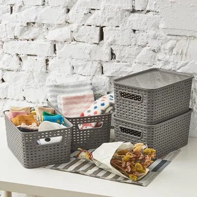 Immagine prodotto di Contenitore in plastica da 6 litri, grigio, 28x18x13 cm, con coperchio