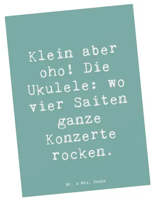 Produktbild von Mr. & Mrs. Panda Postkarte Spruch Ukulele Magie - Meeresbrise - Geschenk, Fotokarte, Musik, Grußkarte, Lieder, spruchkarte, Instrument, Saiteninstrument, Ansichtskarten