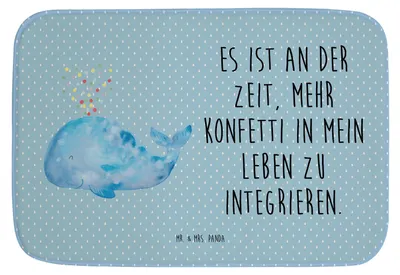 Produktbild von Mr. & Mrs. Panda wannenvorleger Wal Konfetti - Blau Pastell - Geschenk, Trennung, Meer, Geburtstag, duschmatte, Neuanfang, Badläufer, Badematte, Duschvorleger, Abnehmen