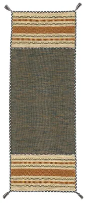 Produktbild von Flachgewebeteppich Kelim Azizi Läufer grün 80x500 cm | Moderner Teppich für Wohn- und Schlafzimmer