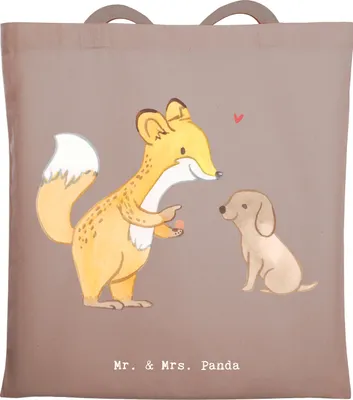 Produktbild von Mr. & Mrs. Panda Tote Bag Fuchs Hundetraining - Braun Pastell - Geschenk, Beutel, Schultasche, Jutebeutel, Tasche, Hundeprüfung, Shopping, Hundeerziehung, Hundeschule