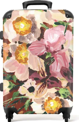 Produktbild von NoBoringSuitcases.com® Großer Koffer - Blumen - Pflanzen - Orchidee - Kunst - Kombinationsschloss TSA - Hartschalen Trolley 4 Rollen - 72 liter - Reisekoffer - 66 cmKoffer Mittelgroß 67x43x25 cm, 72L,