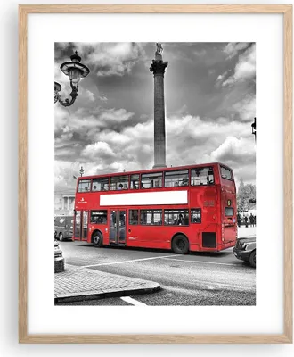 Produktbild von Gerahmtes Poster - Rahmen in heller Eiche - Trafalgar Platz Taxi London - 40x50 cm - Wand Bild - Wanddeko - Wandbilder - Wandposter - Bilderrahmen - Bilder - Kunstdruck - Wandbild - P2NPA40x50-0488