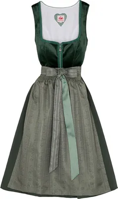 Produktbild von Spieth & Wensky Dirndl Diandra Midi-Dirndl Kleid 2-teiliges Trachtenkleid Rocklänge 60cm, Farbe:Dunkelgrün, Größe:42/XL