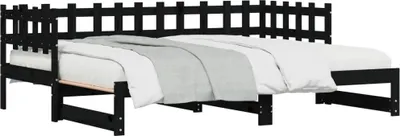 Obrázek produktu pro Výsuvná postel černá 2x (90 x 200) cm masivní borovice