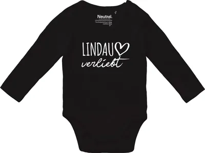 Produktbild von Huuraa Baby Body Lindau Bodensee verliebt 74 Black Bio Baumwolle Fairtrade Langarmbody Geschenkidee