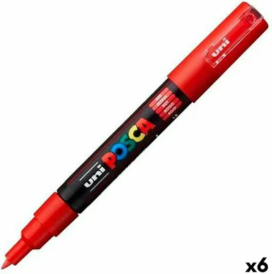 Imagen del producto de Rotulador Uni Posca PC-1MC, punta de 0,7 mm, color rojo. Paquete de 6 unidades