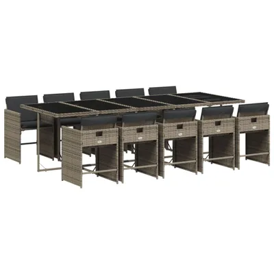 Produktbild von vidaXL 11-tlg. Garten-Essgruppe mit Kissen Grau Poly Rattan