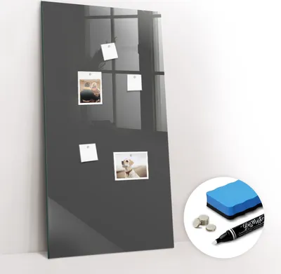 Produktbild von Magnetpinnwand Memoboard - Zubehörsatz - Weißer Marker + Schwamm + Magnete - 60 x 120 cm - Graue Farbe