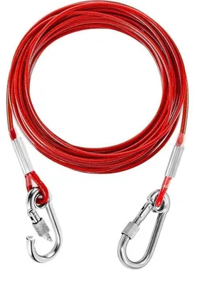 Produktbild von Hundeleine Edelstahl PVC 2m 3mm Rot mit Drehhaken