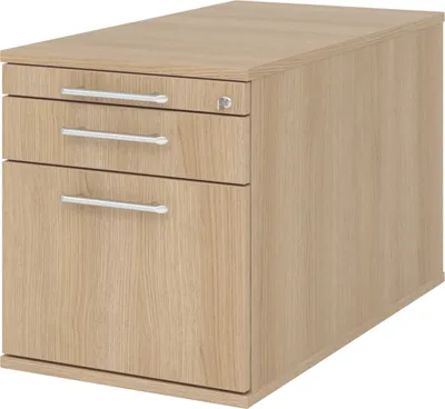 Produktbild von bümö office Rollcontainer - mit Hängeregistratur - Griff: Relinggriff (Kunststoff), Nachbildung: Eiche