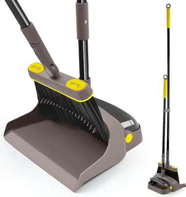 Image de JEHONN Set Balai et Pelle à Balai avec Long Manche 138CM, Maison Bureau Balayage Lobby Broom Dustpan