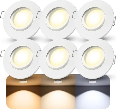 Produktbild von SSC-LUXon 6x ORVIA Einbaustrahler 360° Schwenkbar IP65 weiß - inkl. LumiFLEX 4W Lampe 3 Lichtfarben warm neutral kalt - Deckenstrahler für Bad & Küche