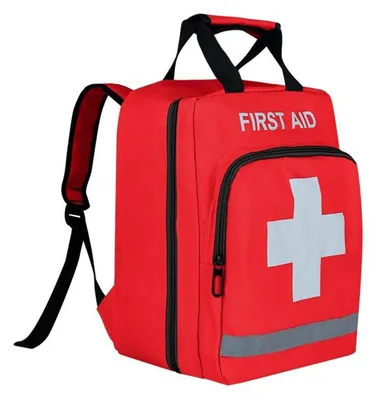Produktbild von Erste-Hilfe-Rucksack Rot Leer Medizinische Tasche mit Reflektor 35x35x20cm