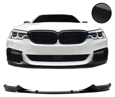 Immagine prodotto di Paraurti anteriore con splitter, finitura effetto carbonio, omologato ABE, per BMW Serie 5 G30 G31 dal 02/2017, versione M-Paket