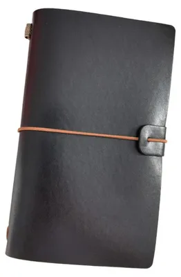 Produktbild von A6 Kunstleder Notizbuch nachfüllbar mit Taschen Organizer Reisetagebuch Schwarz 120x200mm