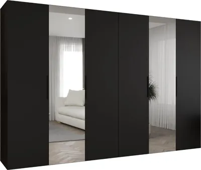 Produktbild von MEBLE KRYSPOL, Kleiderschrank, Schrank 300 cmx202x52, Schwarz, Schwarz