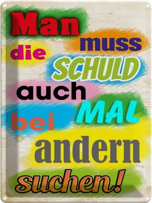 Produktbild von vianmo Blechschild 40x30 cm Schuld auch bei anderen suchen Spruch Zitat